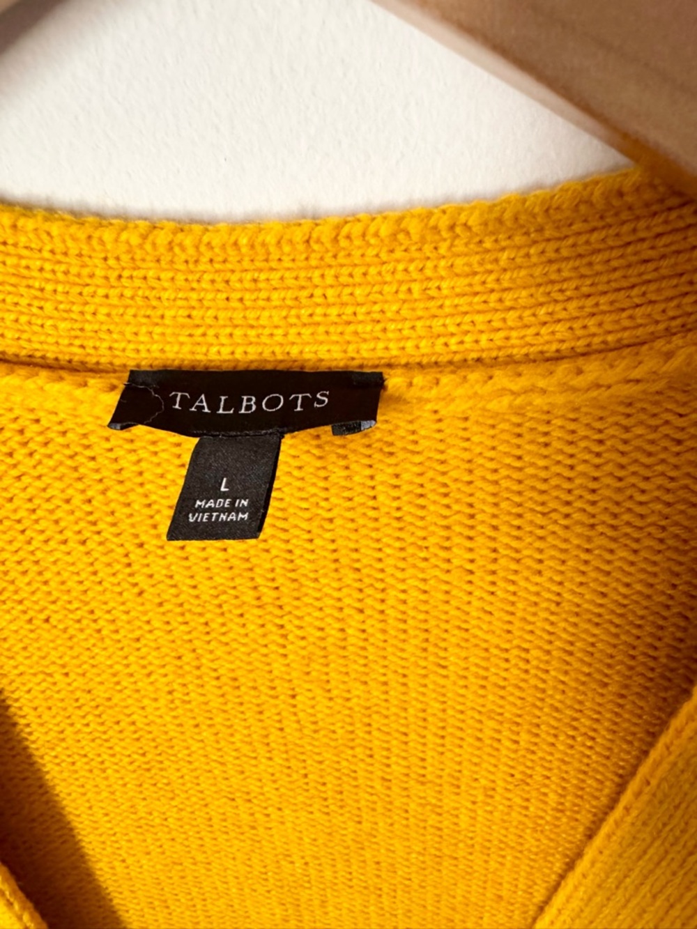 Talbots Mustard Cardigan Button Front Pockets Size L - Picture 5 of 8
